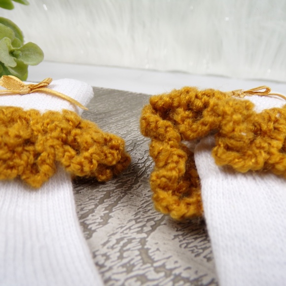 Set of 2 Crochet Trimmed Socks Blue & Brown - Picture 5 of 5